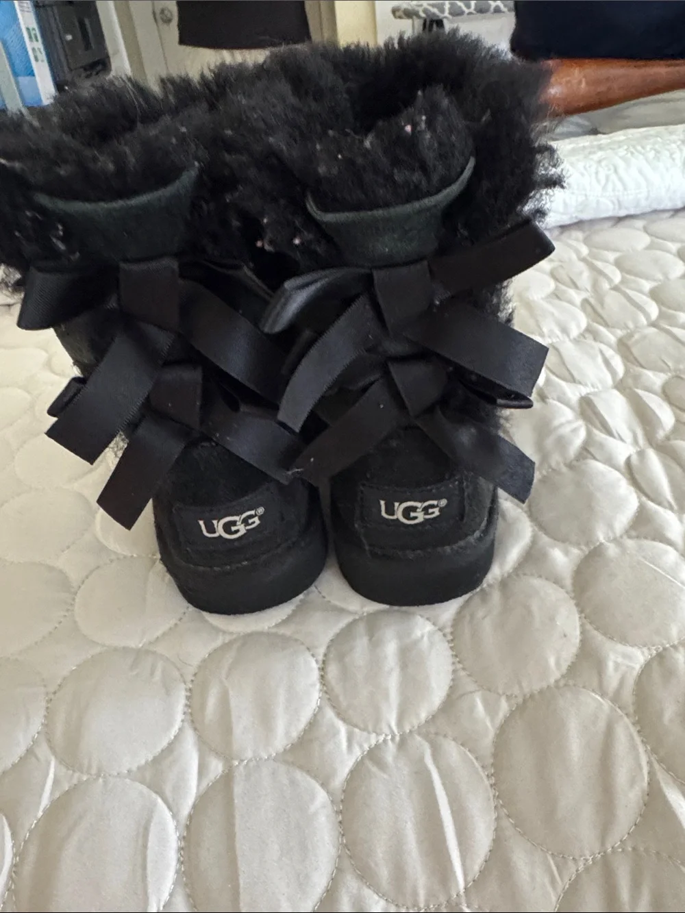 UGG Black Bailey Bow Shearling Boots